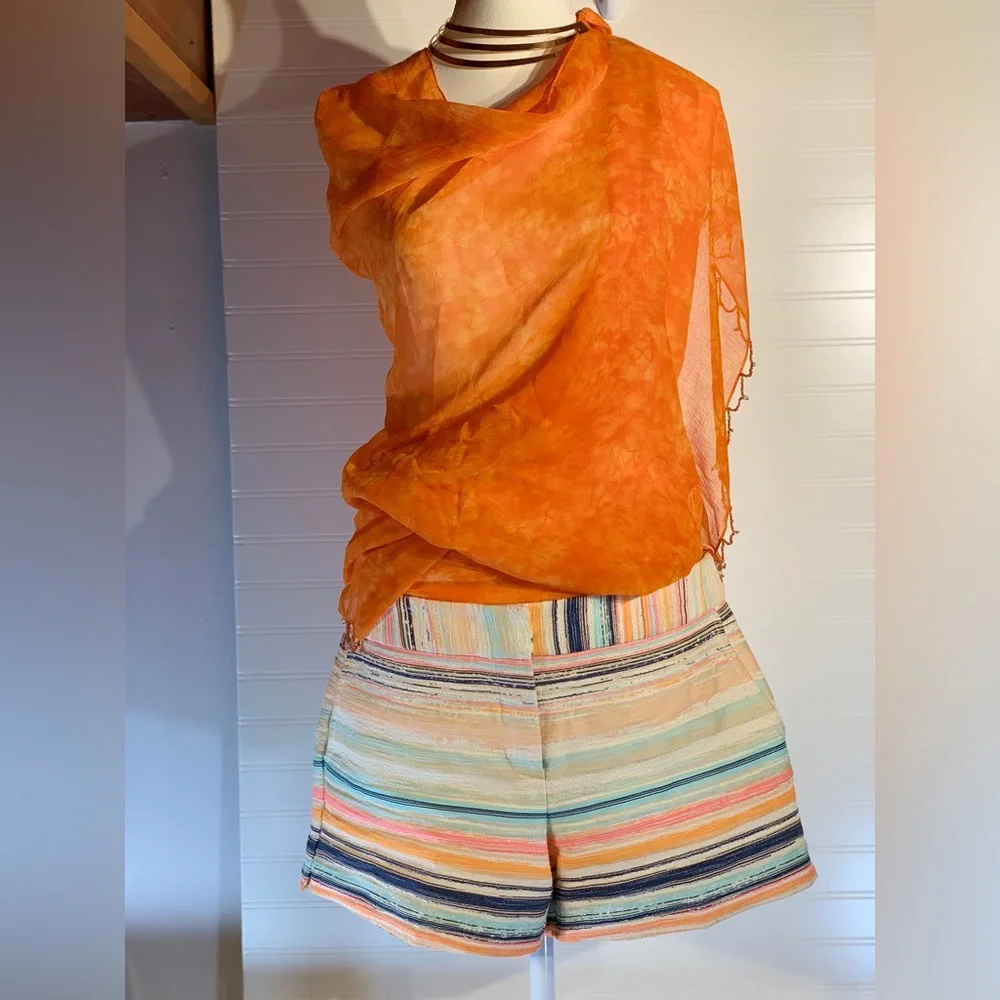 2 beautiful orange scarves‎ bundled. One with beading, then other with sparkle.